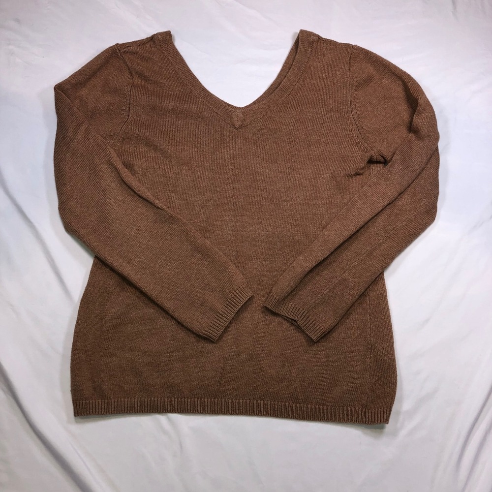 Old Navy Womens V-Neck Long Sleeve Knit Sweater Brown Size Large